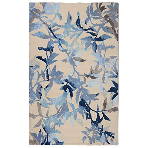 RugSmith 12341036 Midnight Garden Moderner Teppich mit Blumenmuster, Nylon, blau, 213.36 x 152.4 x 85 cm von Rugsmith