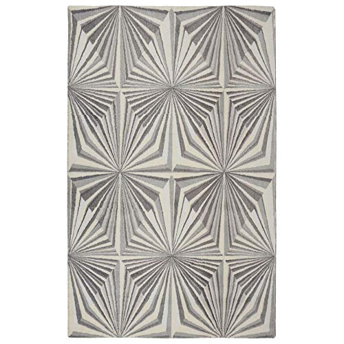 RugSmith 12341075 Illusion Moderner geometrischer Teppich, Nylon, grau, 213.36 x 152.4 x 85 cm von Rugsmith