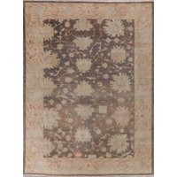 Antiker Floraler Oushak Teppich 9x12, Handgemachter Wollteppich von RugSourceOutlet