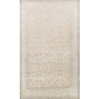 Beige Vintage Gedeckter Floraler Distressed Teppich 10x13, Handgemachter Wollteppich von RugSourceOutlet