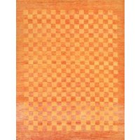 Kariert Gabbeh Teppich 8x9, Handgemachter Wollteppich von RugSourceOutlet