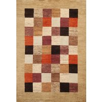 Karierte Gabbeh Teppich 5x7, Handgemachter Wollteppich, Orientalisch von RugSourceOutlet