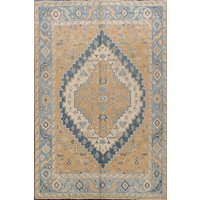 Oranger Khotan Teppich 8x10, 100% Gemüsefarbe Handgeknüpfter Wollteppich von RugSourceOutlet