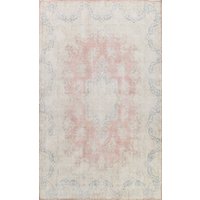 Vintage Gedämpfter Distressed Teppich 10x13, Rosa Handgemachter von RugSourceOutlet