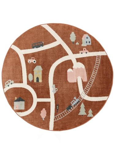 Road map Teppich - Rost/Mehrfarbig Teppich Ø 150 Orientteppich, Rund von RugVista