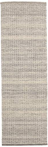 RugVista, Alva, Teppich, Mittelflor Teppich, 80 x 250 cm, Läufer, Moderner Kelim Teppich, Wolle, Flur, Schlafzimmer, Küche, Wohnzimmer, Braun/Weiss, Mehrfarbig von RugVista