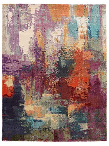 RugVista, Aruba, Teppich, Mittelflor, 200 x 250 cm, Rechteckiger, Modern, Oeko-Tex Standard 100, Polypropylene, Flur, Schlafzimmer, Küche, Wohnzimmer, Lila/Rosa, Dunkellila von RugVista