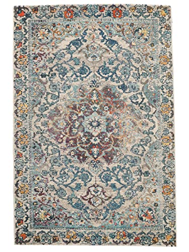 RugVista, Cheverny, Teppich, Mittelflor, 240 x 300 cm, Rechteckiger, Modern, Oeko-Tex Standard 100, Polypropylene, Flur, Schlafzimmer, Küche, Wohnzimmer, Blau/Cream, Grau von RugVista