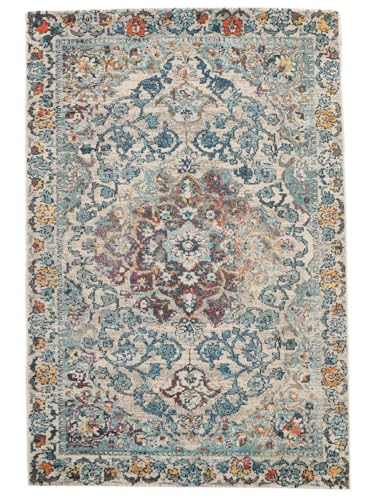 RugVista, Cheverny, Teppich, Mittelflor, 160 x 230 cm, Rechteckiger, Modern, Oeko-Tex Standard 100, Polypropylene, Flur, Schlafzimmer, Küche, Wohnzimmer, Blau/Cream, Grau RugVista, Cheverny, Teppich, Mittelflor, 160 x 230 cm, Rechteckiger, Modern, Oeko-Tex Standard 100, Polypropylene, Flur, Schlafzimmer, Küche, Wohnzimmer, Blau/Cream, Grau von RugVista