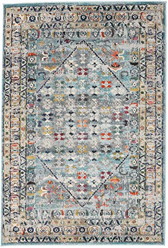 RugVista, Chillon, Teppich, Mittelflor, 160 x 230 cm, Rechteckiger, Modern, Oeko-Tex Standard 100, Polypropylene, Flur, Schlafzimmer, Küche, Wohnzimmer, Hell Blau/Multi, Hell Grün von RugVista