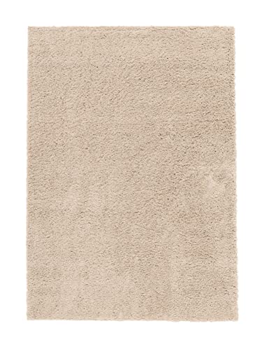 RugVista, Comfy, Kinderzimmer Teppich, 100 x 160 cm, Kinderteppich für Kinder, Spielteppich für Babys, Shaggy handwebstuhl, Maschinell hergestellt, Hochflor, Keine schädlichen Stoffe, Beige von RugVista