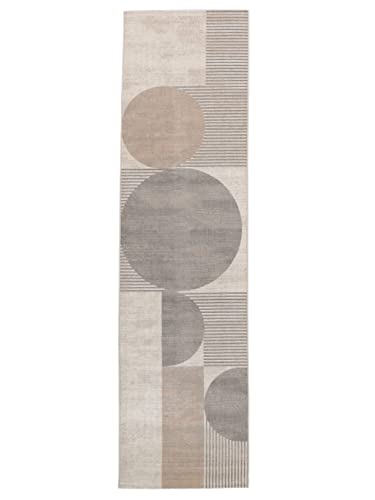 RugVista, Deco, Teppich, Kurzflor Teppich, 80 x 300 cm, Läufer, Modern, Oeko-Tex Standard 100, Polypropylene, Flur, Schlafzimmer, Küche, Wohnzimmer, Beige/Grau, Mehrfarbig von RugVista