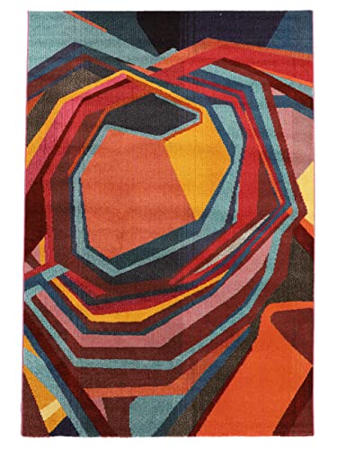 RugVista, Duet, Teppich, Mittelflor, 200 x 300 cm, Rechteckiger, Modern, Oeko-Tex Standard 100, Polypropylene, Flur, Schlafzimmer, Küche, Wohnzimmer, Rot/Rost, Dunkelrot von RugVista