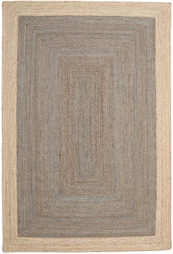 RugVista, Frida Frame, In & OutdoorTeppich, Kurzflor Teppich, 200 x 300 cm, Rechteckiger, Modern, Jute, Flur, Care & FAIR, Terrasse, Wohnzimmer, Outdoorteppich, Grau/Natural, Grau von RugVista