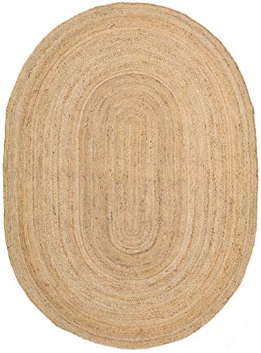 RugVista, Frida Oval, In & OutdoorTeppich, Kurzflor Teppich, 160 x 230 cm, Rechteckiger, Modern, Jute, Flur, Care & FAIR, Terrasse, Wohnzimmer, Outdoorteppich, Natural, Dunkel Beige von RugVista