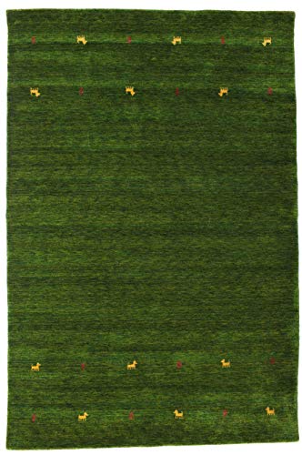 RugVista, Gabbeh Loom Two Lines, Teppich, Mittelflor, 200 x 300 cm, Rechteckiger, Gabbeh, Wolle, Flur, Schlafzimmer, Küche, Wohnzimmer, Grün, Dunkelgrün von RugVista