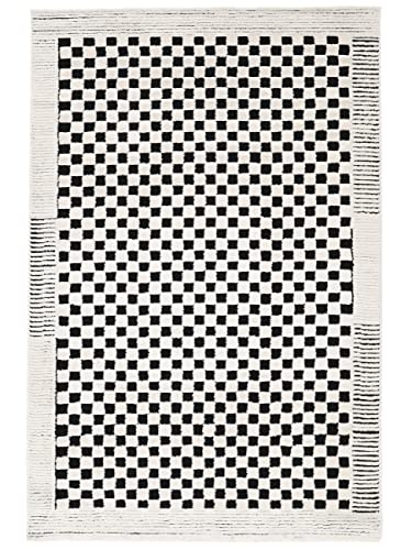 RugVista, Gambit, Teppich, Mittelflor, 200 x 300 cm, Rechteckiger, Modern, Oeko-Tex Standard 100, Polyester, Flur, Schlafzimmer, Küche, Wohnzimmer, Cream/Schwarz, Schwarz von RugVista