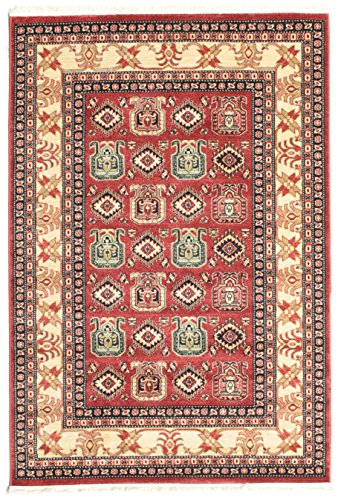 RugVista, Kazak Simav, Teppich, Mittelflor, 140 x 200 cm, Rechteckiger, Orientalischer Teppich, Oeko-Tex Standard 100, Polypropylene, Flur, Schlafzimmer, Küche, Wohnzimmer, Rot/Rost, Mehrfarbig von RugVista