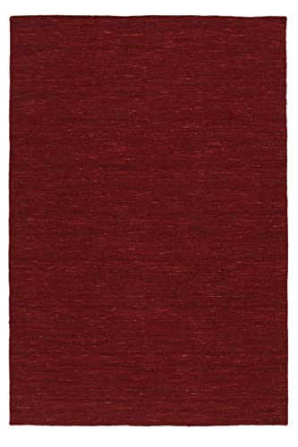 RugVista, Kelim Loom, Teppich, Mittelflor Teppich, 140 x 200 cm, Rechteckiger, Moderner Kelim Teppich, Wolle, Flur, Schlafzimmer, Küche, Wohnzimmer, Dunkelrot, Rot von RugVista