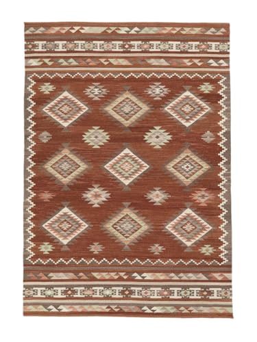 RugVista, Kelim Malatya, Teppich, Kurzflor Teppich, 200 x 300 cm, Rechteckiger, Moderner Kelim Teppich, Wolle, Flur, Schlafzimmer, Küche, Wohnzimmer, Schwarz/Grau, Schwarz von RugVista