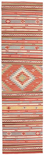 RugVista, Kelim Mersin, Teppich, Kurzflor Teppich, 80 x 300 cm, Läufer, Moderner Kelim Teppich, Wolle, Flur, Schlafzimmer, Küche, Wohnzimmer, Rot/Rost, Rost/Rot von RugVista