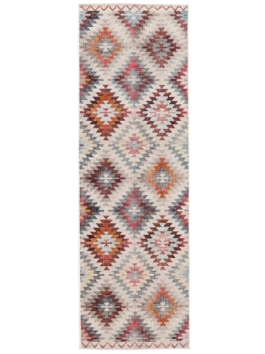RugVista, Kerala, Teppich, 80 x 250 cm, Läufer, Kurzflor, Modern, Oeko-TEX Standard 100, Wohnzimmer, Schlafzimmer, Esszimmer/Küche, Flur, Büro, Maschinenwaschbar bis 30 Grad, Rot/Mehrfarbig RugVista, Kerala, Teppich, 80 x 250 cm, Läufer, Kurzflor, Modern, Oeko-TEX Standard 100, Wohnzimmer, Schlafzimmer, Esszimmer/Küche, Flur, Büro, Maschinenwaschbar bis 30 Grad, Rot/Mehrfarbig von RugVista