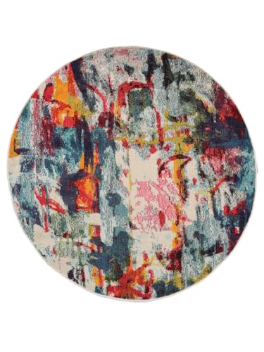 RugVista, Leloudo, Teppich, Mittelflor, ∅ 150 cm, Rund, Modern, Oeko-Tex Standard 100, Polypropylene, Flur, Schlafzimmer, Küche, Wohnzimmer, Schwarz/Grau, Grau von RugVista