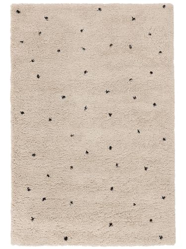 RugVista, Marbella, Kinderzimmer Teppich, 100 x 160 cm, Kinderteppich für Kinder, Spielteppich für Babys, Shaggy handwebstuhl, Maschinell hergestellt, Hochflor, Keine schädlichen Stoffe, Beige von RugVista