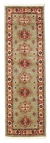 RugVista, Marivan Kazak, Teppich, Mittelflor Teppich, 80 x 250 cm, Läufer, Orientalischer Ziegler Teppich, Oeko-Tex Standard 100, Polypropylene, Flur, Schlafzimmer, Küche, Wohnzimmer, Braun/Gelb von RugVista