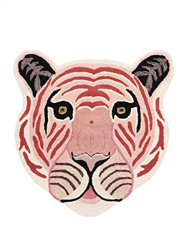 RugVista, Me Tiger, Kinderzimmer Teppich, 100 x 100 cm, Kinderteppich für Kinder, Spielteppich für Babys, Modernes Design, Handgemacht, Mittelflor, Wolle, Keine schädlichen Stoffe, Rosa von RugVista