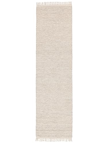 RugVista, Melange, Teppich, Kurzflor Teppich, 80 x 300 cm, Läufer, Moderner Kelim Teppich, Wolle, Flur, Schlafzimmer, Küche, Wohnzimmer, Sand, Beige von RugVista