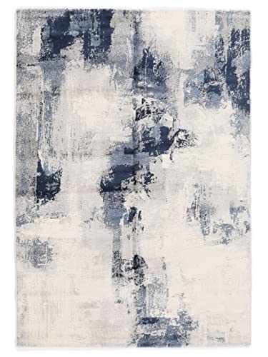 RugVista, Mila Teppich, Mittelflor, 160 x 230 cm, Rechteckiger, Modern, Oeko-Tex Standard 100, Polypropylene, Flur, Schlafzimmer, Küche, Wohnzimmer, Blau/Grau, Mehrfarbig von RugVista