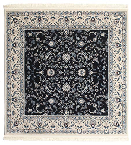 RugVista, Nain Florentine, Teppich, Mittelflor, 150 x 150 cm, Quadratisch, Oeko-Tex Standard 100, Polyester, Flur, Schlafzimmer, Küche, Wohnzimmer, Dunkelblau, Grau von RugVista