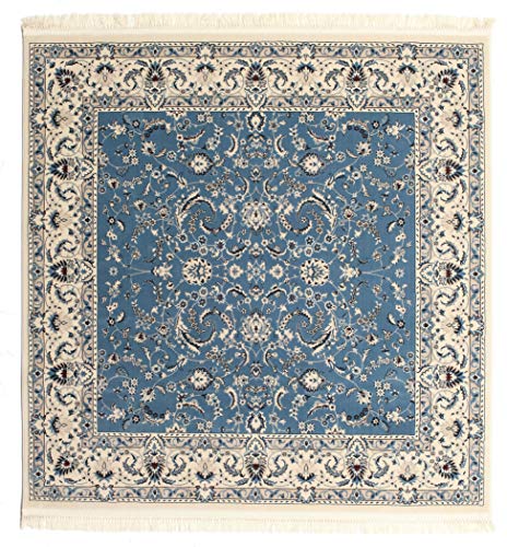 RugVista, Nain Florentine, Teppich, Mittelflor, 150 x 150 cm, Quadratisch, Oeko-Tex Standard 100, Polyester, Flur, Schlafzimmer, Küche, Wohnzimmer, Hellblau, Mehrfarbig von RugVista