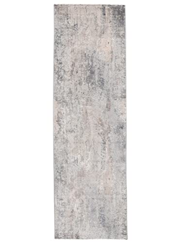 RugVista, Ritz, Teppich, Mittelflor Teppich, 80 x 350 cm, Läufer, Modern, Oeko-Tex Standard 100, Polyester, Flur, Schlafzimmer, Küche, Wohnzimmer, Hellgrau/Beige, Off White von RugVista