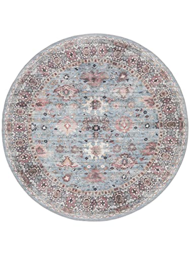 RugVista, Shabibi Oriental, Teppich, Ø 160 cm, Round, Kurzflor, Modern, Oeko-TEX Standard 100, Wohnzimmer, Schlafzimmer, Esszimmer/Küche, Flur, Büro, Nur chemisch reinigen, Hellblau von RugVista