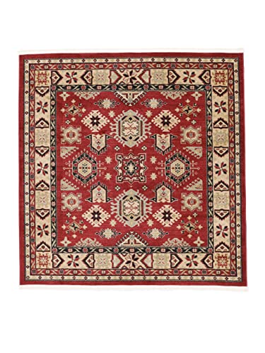 RugVista, Shirvan Kazak, Teppich, Mittelflor Teppich, 200 x 200 cm, Quadratisch, Orientalischer Ziegler Teppich, Oeko-Tex Standard 100, Polypropylene, Flur, Schlafzimmer, Küche, Wohnzimmer, Rot/Rost von RugVista