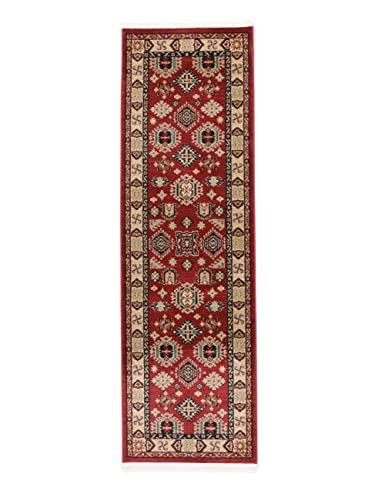 RugVista, Shirvan Kazak, Teppich, Mittelflor Teppich, 80 x 250 cm, Läufer, Orientalischer Ziegler Teppich, Oeko-Tex Standard 100, Polypropylene, Flur, Schlafzimmer, Küche, Wohnzimmer, Rot/Rost von RugVista