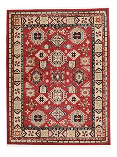 RugVista, Shirvan Kazak, Teppich, Mittelflor Teppich, 240 x 350 cm, Rechteckiger, Modern, Oeko-Tex Standard 100, Polypropylene, Flur, Schlafzimmer, Küche, Wohnzimmer, Rot/Rost, Dunkelrot von RugVista