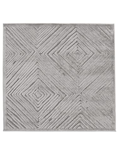 RugVista, Tuscany, Teppich, Mittelflor Teppich, 200 x 200 cm, Quadratisch, Modern, Oeko-Tex Standard 100, Polypropylene, Flur, Schlafzimmer, Küche, Wohnzimmer, Grau, Grau von RugVista