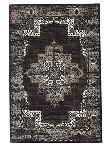 RugVista, Vintage Vega, Teppich, Kurzflor Teppich, 100 x 160 cm, Rechteckiger, Modern, Oeko-Tex Standard 100, Polypropylene, Flur, Schlafzimmer, Küche, Wohnzimmer, Anthracite/Grau, Grau RugVista, Vintage Vega, Teppich, Kurzflor Teppich, 100 x 160 cm, Rechteckiger, Modern, Oeko-Tex Standard 100, Polypropylene, Flur, Schlafzimmer, Küche, Wohnzimmer, Anthracite/Grau, Grau von RugVista