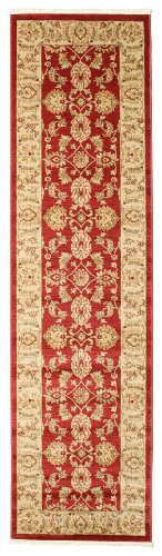 RugVista, Ziegler Kaspin, Teppich, Hochflor Teppich, 80 x 300 cm, Laufer, Orientalischer Teppich, Oeko-Tex Standard 100, Polypropylene, Flur, Schlafzimmer, Küche, Wohnzimmer, Rot, Dunkel Beige von RugVista