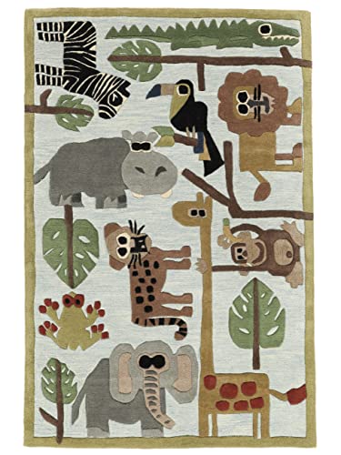 RugVista, Zoo Handtufted, Kinderzimmer Teppich, 120 x 180 cm, Kinderteppich für Kinder, Spielteppich für Babys, Modernes Design, Mittelflor, Wolle, Keine schädlichen Stoffe, Schwarz/Grau von RugVista