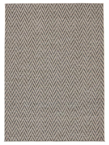 RugVista Amalfi, In & Outdoor-Teppich, 300 x 200 cm, Rechteckig, Mittlerer Stapel, Patio, Nur Handwäsche, UV-beständig, Dunkel Grau/Beige von RugVista