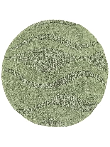 RugVista Badematte Breeze, ∅ 70 cm, Rund, Mittelflor, Anti-Rutsch, Moderner Badteppich, Maschinenwaschbar bis 30°C, 100% Baumwolle, Grün von RugVista