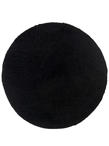 RugVista Badematte Breeze, ∅ 70 cm, Rund, Mittelflor, Anti-Rutsch, Moderner Badteppich, Maschinenwaschbar bis 30°C, 100% Baumwolle, Schwarz von RugVista