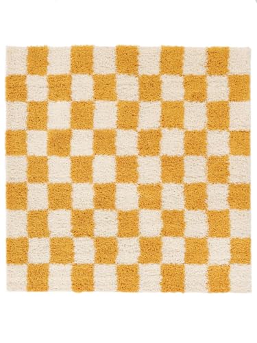 RugVista Chessie Teppich - Gelb/Naturweiß 200x200 Moderner, Quadratischer von RugVista
