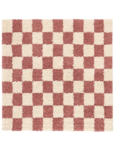 RugVista Chessie Teppich - Rosa/Naturweiß Teppich 200x200 Moderner, Quadratisch Teppich von RugVista