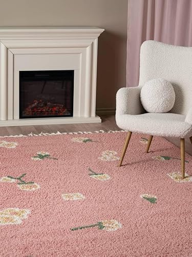 RugVista Linnea Teppich, Kinderzimmerteppich, 140 x 200 cm, Rechteckig, Kinderteppich für Kinder, Polypropylene, Spielteppich Babys Junge Mädchen, Keine schädlichen Stoffe, Rosa von RugVista