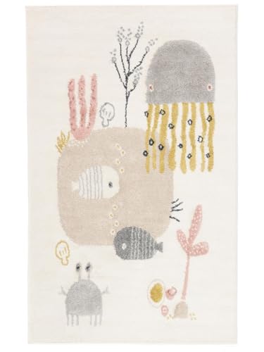 RugVista Octo Teppich, Kinderzimmerteppich, 140 x 200 cm, Rechteckig, Kinderteppich für Kinder, Polypropylene, Spielteppich Babys Junge Mädchen, Keine schädlichen Stoffe, Rosa von RugVista
